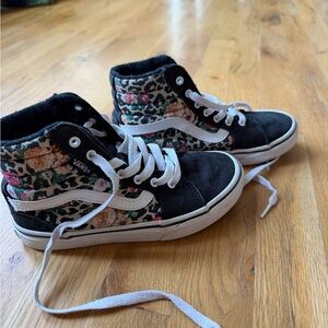 Vans Black High-Top Sneakers with Floral Leopard Panels